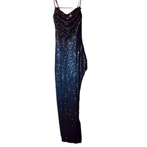 Windsor Navy Blue Long Prom Dress w/ Slit
